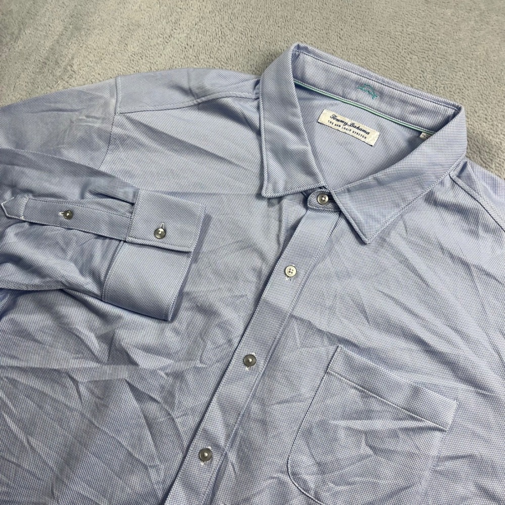 Tommy Bahama The San Lucio Stretch Shirt Mens‎ 2XL Blue Button Down Long Sleeve